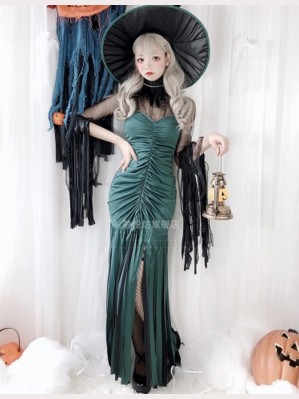 Halloween Witch Party Dress + Hat + Choker Outfit (JYF14)